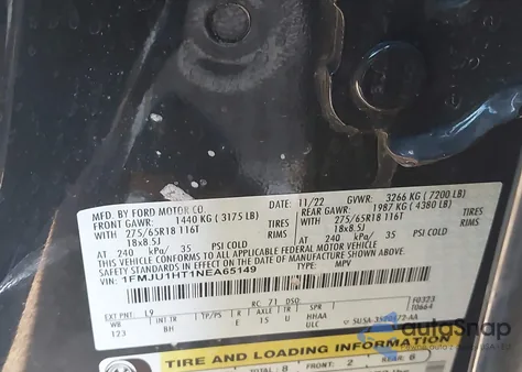 2022 Ford Expedition Xlt z USA, uszkodzony, nr VIN 1FMJU1HT1NEA65149